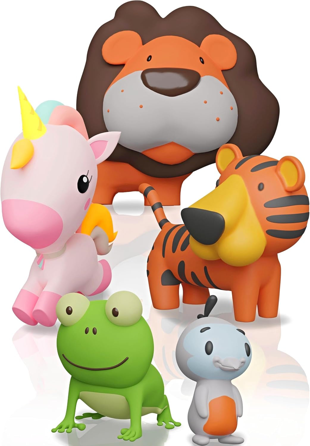 Girl Bath Toys | Mold Free Bath Toys for Kids & Toddlers with No Hole for Water | Unicorn Bunny Cat Set Ideal Size for Little Hands | Safe, Durable for Baby Girl Pool Tub Fun Ages 0 & Up